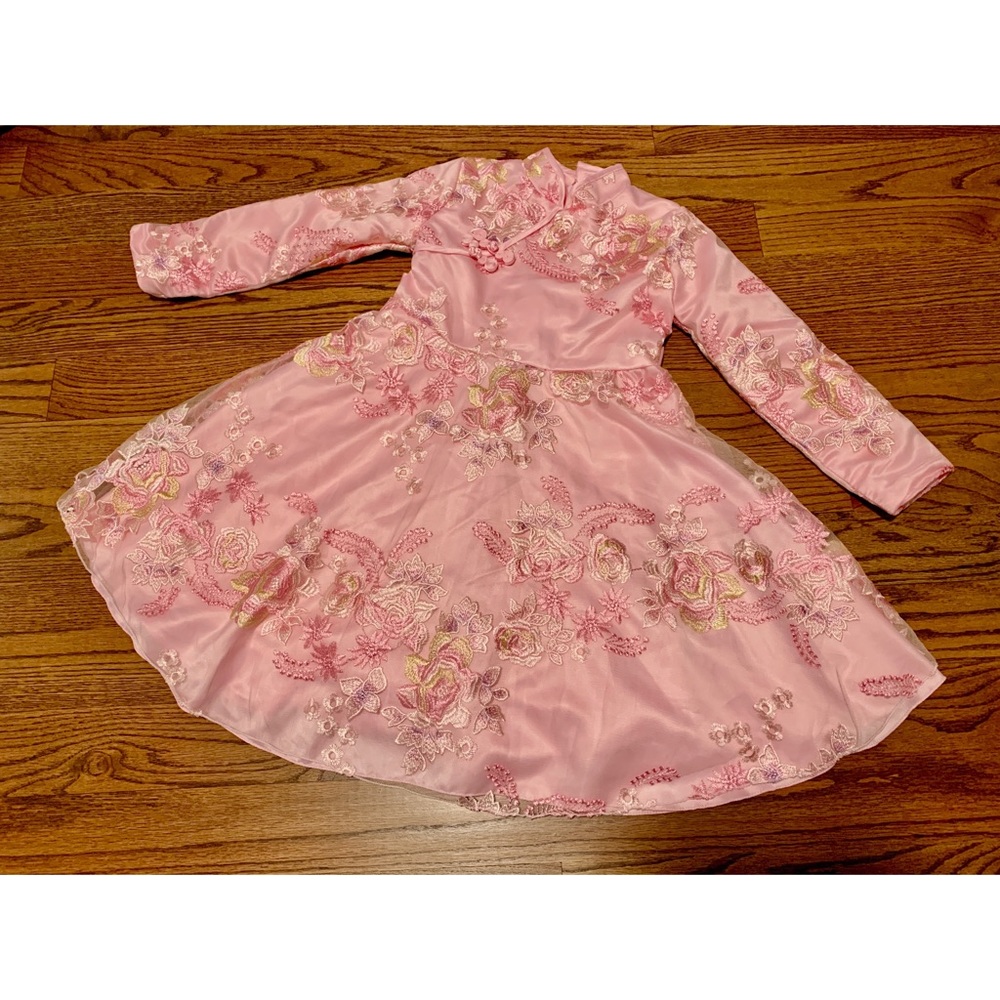 Princess Fleece Fur Lace Embroided Dress